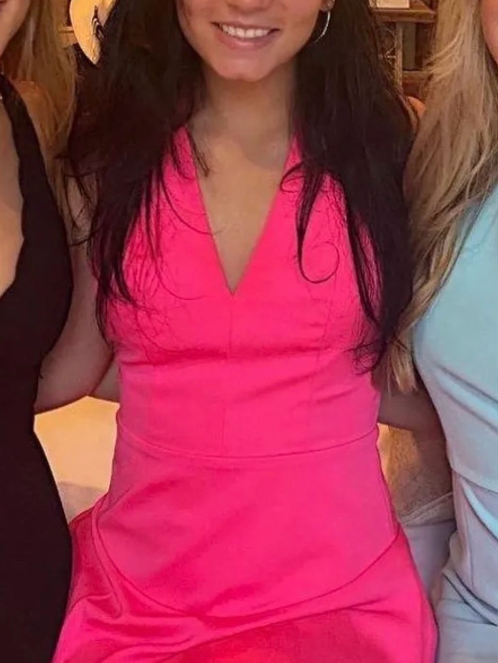 Karlie Hot Pink Sleeveless V-Neck Mini Dress